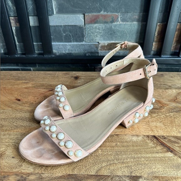 Stuart Weitzman All Pearls Suede Sandal - Picture 1 of 5